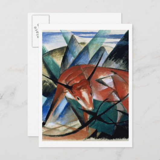 Rode stier (gouache op papier) briefkaart (Voorkant / Achterkant)