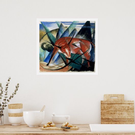 Rode stier (gouache op papier) poster (Keuken)