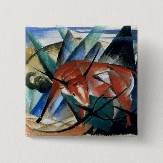 Rode stier (gouache op papier) vierkante button 5,1 cm (Voorkant)