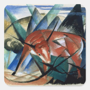 Rode stier (gouache op papier) vierkante sticker