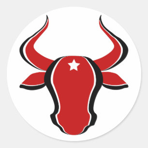 Rode stier met ster ronde sticker