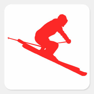 RODE STIJL SKI VIERKANTE STICKER