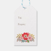 Rode Stijlvolle Bloemen Kerstcadeau Label Cadeaulabel (Voorkant)