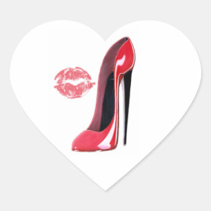 Rode Stiletto Schoen en Lips Art Hart Sticker