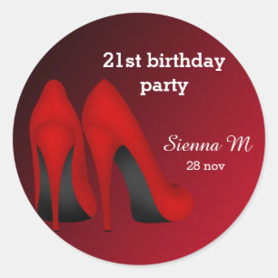 Rode Stilettos verjaardag Ronde Sticker
