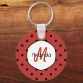Rode Stip Monogram Sleutelhanger (Voorkant)