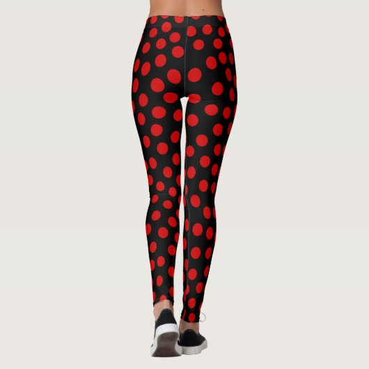 Rode stippen die u kiest voor achtergrondkleur leggings (Achterkant)