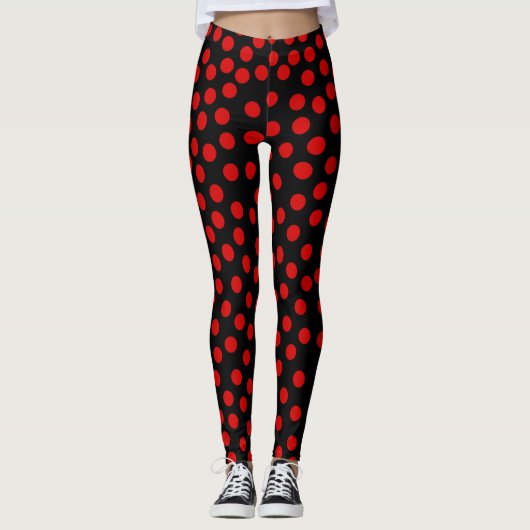 Rode stippen die u kiest voor achtergrondkleur leggings (Voorkant)