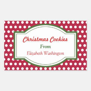 Rode Stippen kerstbakkerij Koekjeskoekjes Gift Lab Rechthoekige Sticker