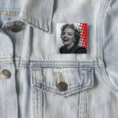 Rode Stippen Marilyn Vierkante Button 5,1 Cm (In situ)