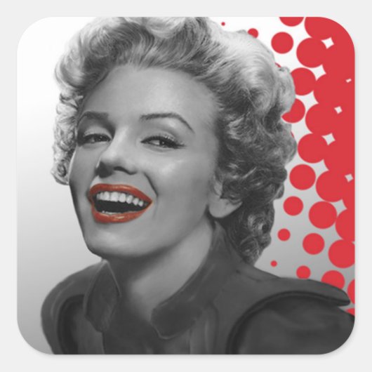 Rode Stippen Marilyn Vierkante Sticker (Voorkant)