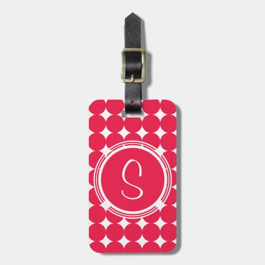 Rode Stippen Monogram Bagagelabel (Voorkant verticaal)