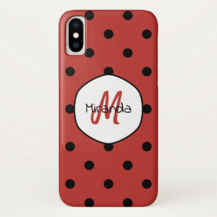 Rode Stippen Monogram iPhone X Hoesje