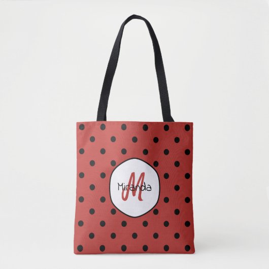 Rode Stippen Monogram Draagtas (Voorkant)