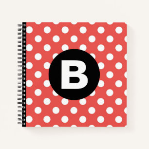 Rode Stippenpatroon Zwarte Monogram Notitieboek
