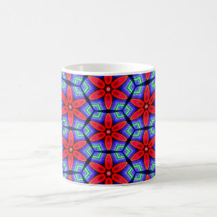 Rode Stoffen Bloemen Patroon Koffiemok
