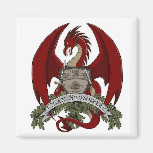 Rode Stonefire Dragon Crest Magnet Magneet (Voorkant)