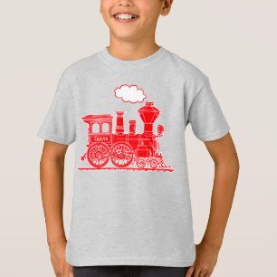 Rode stoomlocomotief jouw naam kinder t-shirt