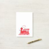 Rode stoomtrein genoemd grafisch bericht het merkt post-it® notes (Op bureau)