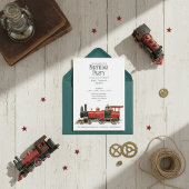  rode stoomtrein verjaardagsfeestuitnodiging kaart