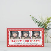 Rode streep 3 fotokaart feestdagenkaart (Staand voorkant)