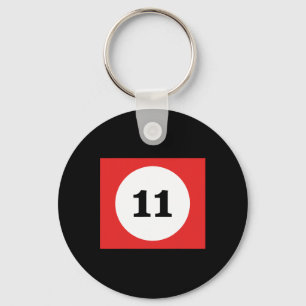 Rode Streep Biljart Pool Ball #11 Matching Group Sleutelhanger