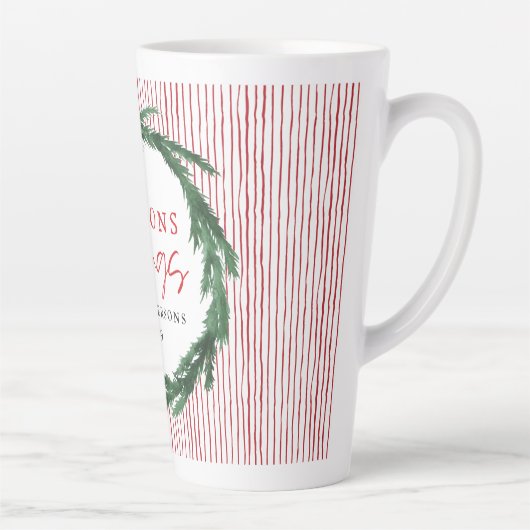 Rode streep en waterverf met kerstmis latte mok (Rechts)