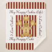 Rode Streep Kerstkoekje Gingerbread Man Kinder Sherpa Deken (Voorkant)