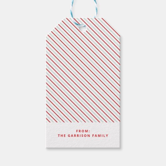 Rode Streep Vrolijk Kerstfeest Helder Cadeaulabel (Voorkant)