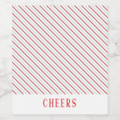 Rode Streep Vrolijk Kerstfeest Helder Wijn Etiket (Enkel label)