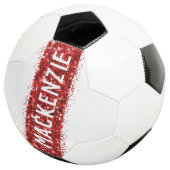 Rode strepe Monogram Naam Gepersonaliseerd Voetbal (Drie kwart)