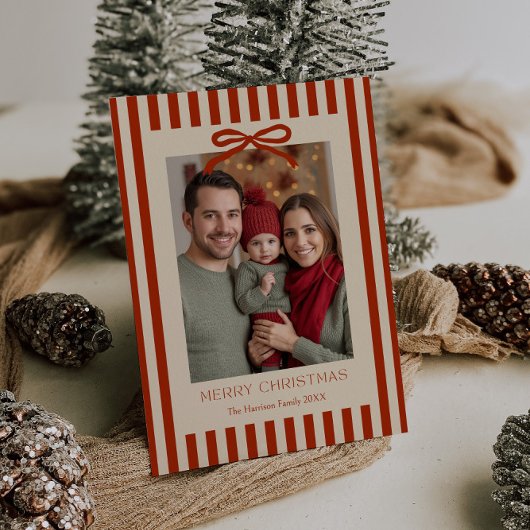 Rode strepen boog feestdagenkaart