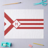 Rode strepen en Chevrons met monogram op wit Tissuepapier (Craft)