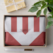 Rode strepen en Chevrons met monogram op wit Tissuepapier (Geschenk)