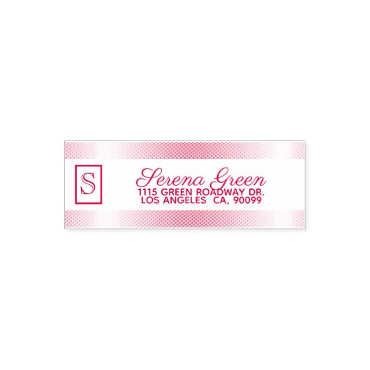 Rode strepen en monogram  zelfinktende stempel (Design)