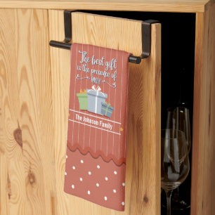Rode Strepen Familie is de Beste Cadeau Monogram Theedoek