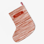 Rode strepen gepersonaliseerd grote kerstsok (Achterkant (Hangend))