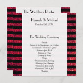 Rode strepen, glazige strips, lijnen, bruiloft programma (Voorkant / Achterkant)