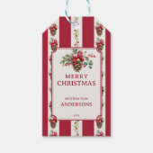 Rode strepen grandmillenial Kerstmis gepersonalise Cadeaulabel (Voorkant)