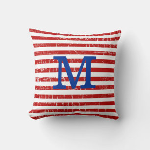 rode strepen monogrammed decor-idee kussen