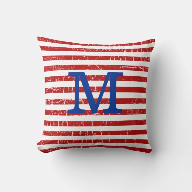 rode strepen monogrammed decor-idee kussen (Voorkant)
