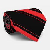Rode strepen op zwart Stropdas (Opgerold)