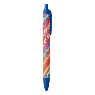 Rode strepen, strepen en kleurrijke pixels zwarte inkt pen