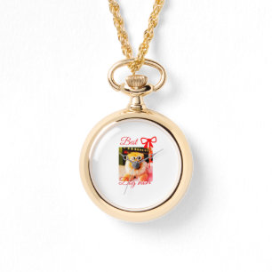 Rode strik beste hond mama papa foto hond/huisdier horloge