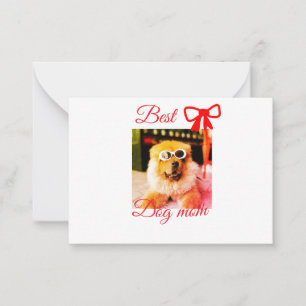 Rode strik beste hond mama papa foto hond/huisdier notitiekaartje