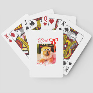 Rode strik beste hond moeder vader foto hond/huisd pokerkaarten