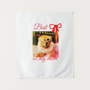 Rode strik beste hond moeder vader foto hond/huisd wandkleed