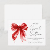 Rode strik coquette script Sweet 16 bedankt (Voorkant / Achterkant)