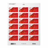 Rode strik en glitters kerst uitnodiging etiket (Full Sheet)