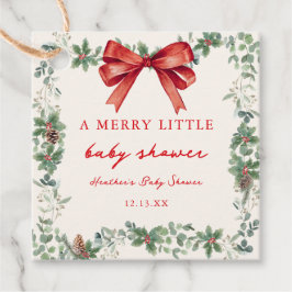 Rode Strik Kerstmis Baby Shower Bedankjes Labels